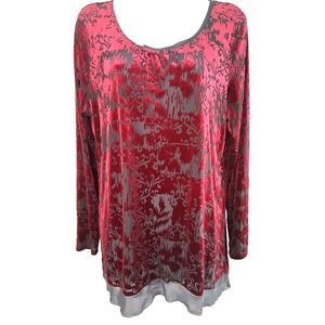 Velvet Burnout Lagenlook Tunic Top‎ Size XL Whimsigoth Dark Fairy Grunge Edgy
